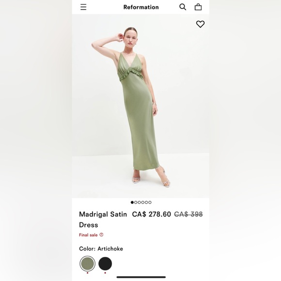 Reformation Dresses & Skirts - Reformation Madrigal Satin Dress